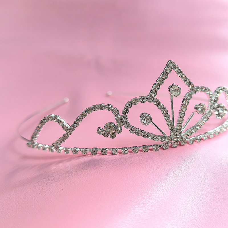 Tech Hair Accessories - Srebrna Korona Ślubna z Cyrkoniami Luksusowa
